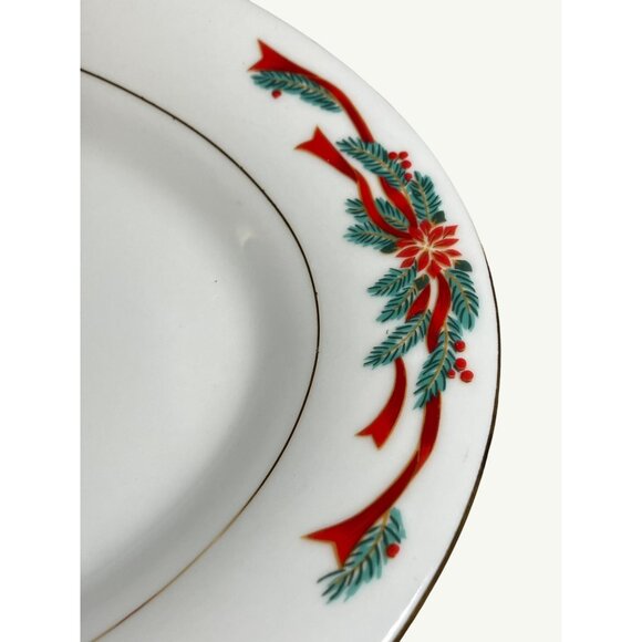 Fair Field Fine China Oval Platter Wit Festive Red & Green Holiday Design Vintag - Picture 2 of 13